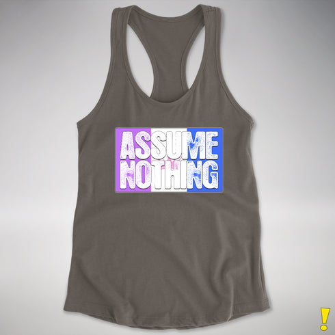 Assume Nothing Drag Pride Flag Racerback Tank - Dark Grey